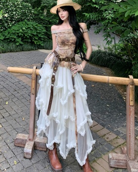 Summer lace belt strapless dress 3pcs set for women