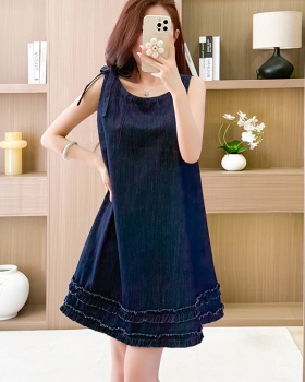 Big skirt sleeveless denim dress loose fashion A-line T-back