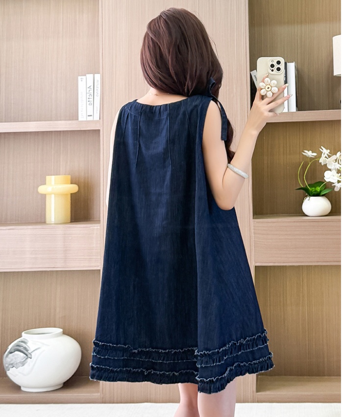 Big skirt sleeveless denim dress loose fashion A-line T-back
