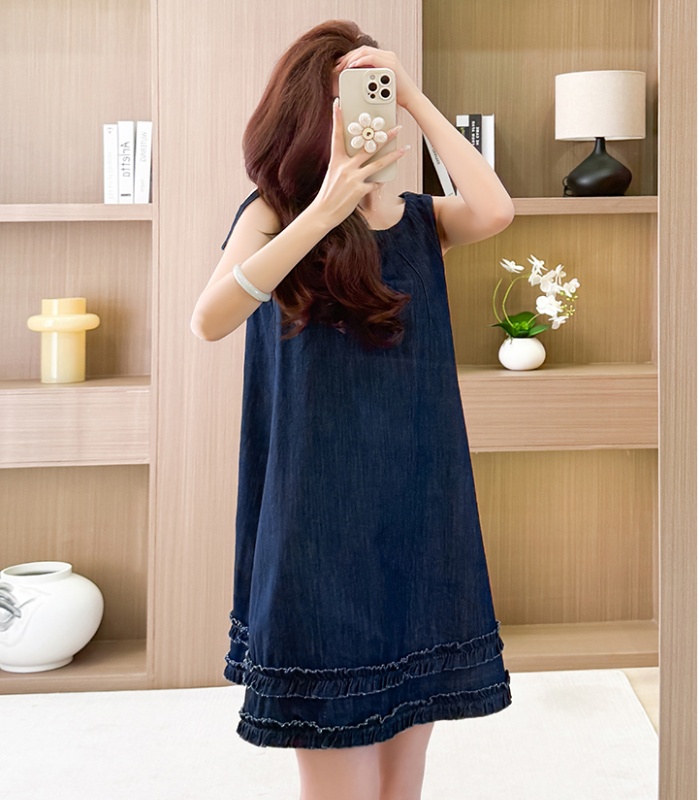 Big skirt sleeveless denim dress loose fashion A-line T-back