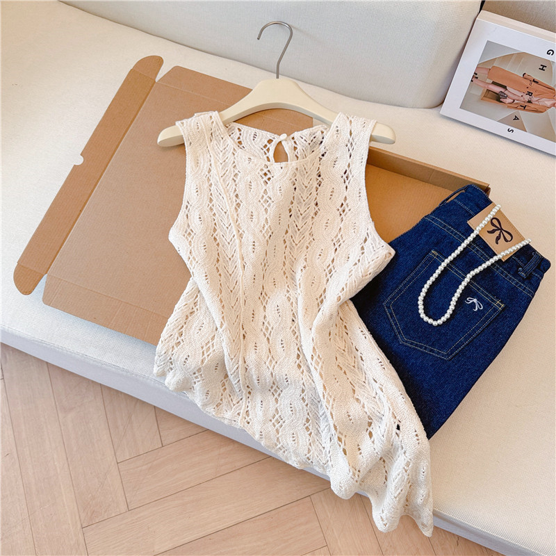 Light luxury sleeveless waistcoat large yard tops