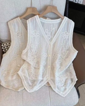 Lace sequins fat vest summer crochet tops