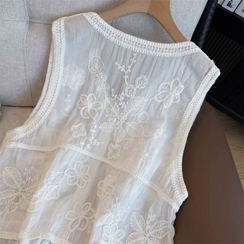 Lace sequins fat vest summer crochet tops