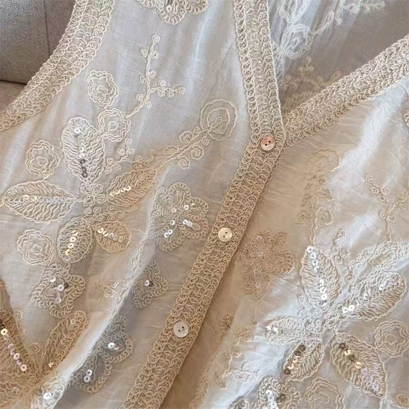 Lace sequins fat vest summer crochet tops