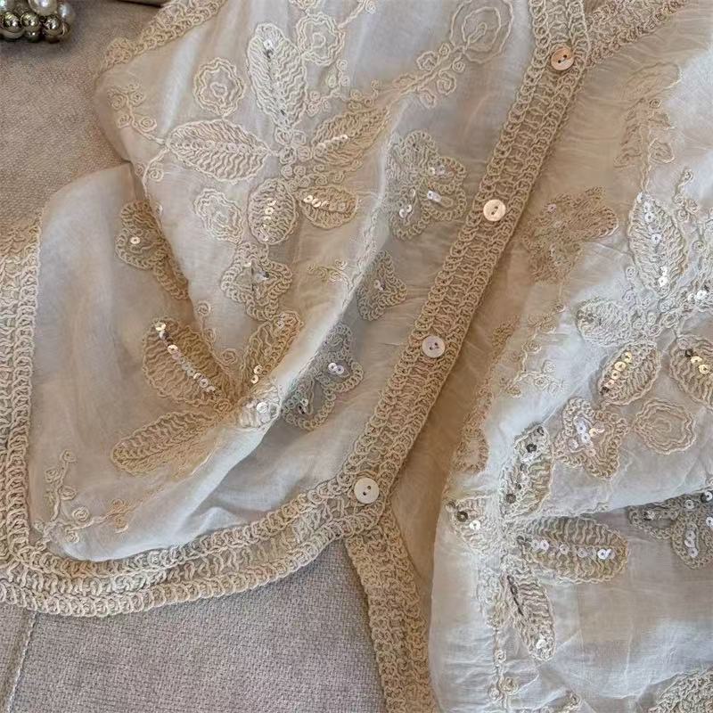 Lace sequins fat vest summer crochet tops