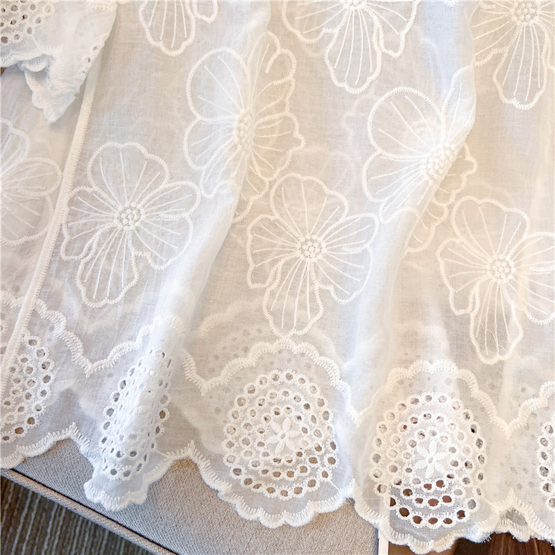 Flowers embroidery shirt short sleeve tops