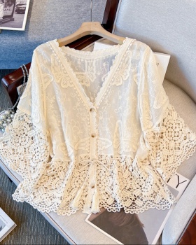 Butterfly crochet cardigan stereoscopic lace tops