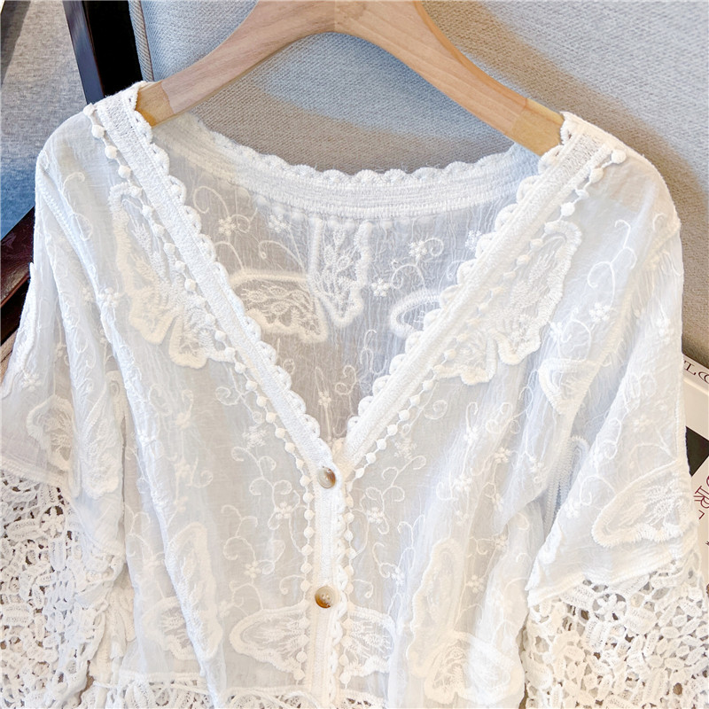 Butterfly crochet cardigan stereoscopic lace tops