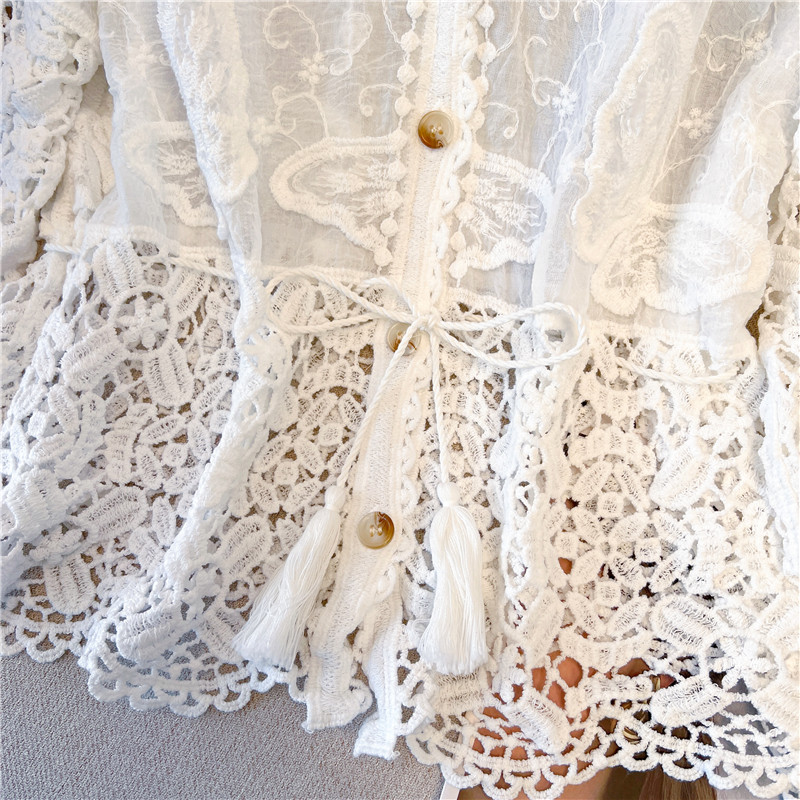 Butterfly crochet cardigan stereoscopic lace tops