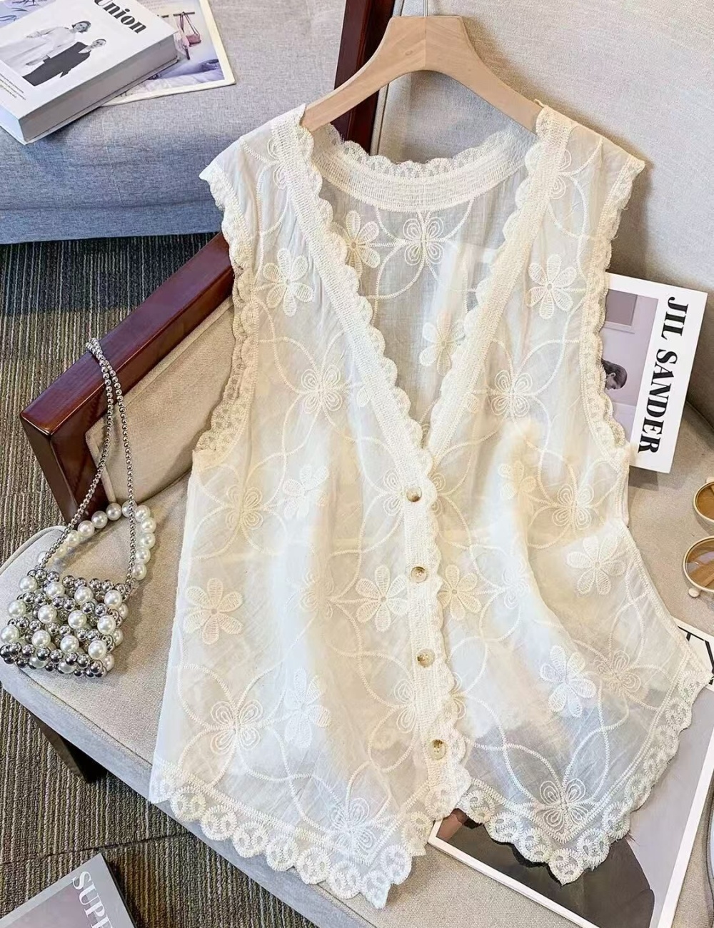 Summer sleeveless cardigan embroidery waistcoat