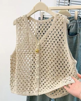 Hollow large yard lazy summer crochet sleeveless waistcoat