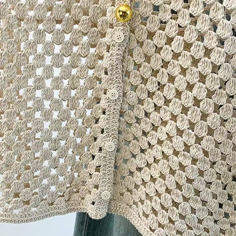 Hollow large yard lazy summer crochet sleeveless waistcoat
