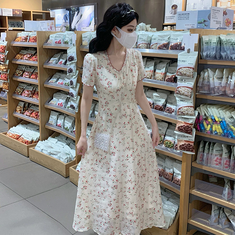 A-line temperament dress tender floral long dress