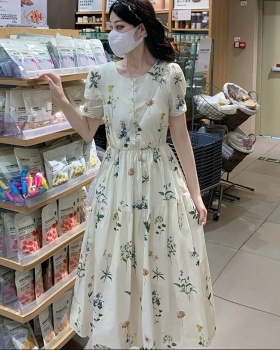Vacation slim long dress countryside short sleeve dress