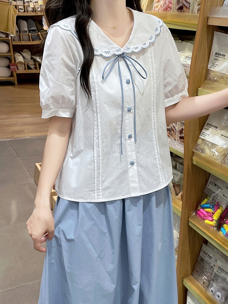 Frenum navy collar Japanese style college style shirt
