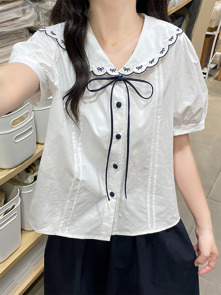 Frenum embroidery shirt retro skirt 2pcs set