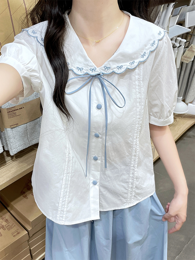 Frenum embroidery shirt retro skirt 2pcs set