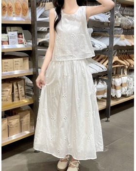 Sleeveless tops summer long skirt 2pcs set