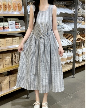 Summer A-line dress sleeveless France style vest