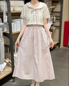 Doll collar tender sweet skirt frenum bow tops 2pcs set