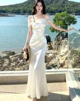 Metal buckles mermaid dress pinched waist formal dress