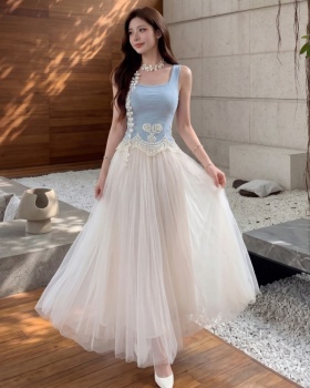 Big skirt drape skirt summer apricot long skirt