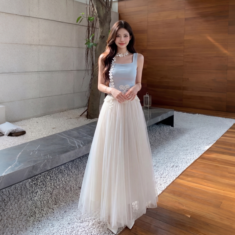 Big skirt drape skirt summer apricot long skirt