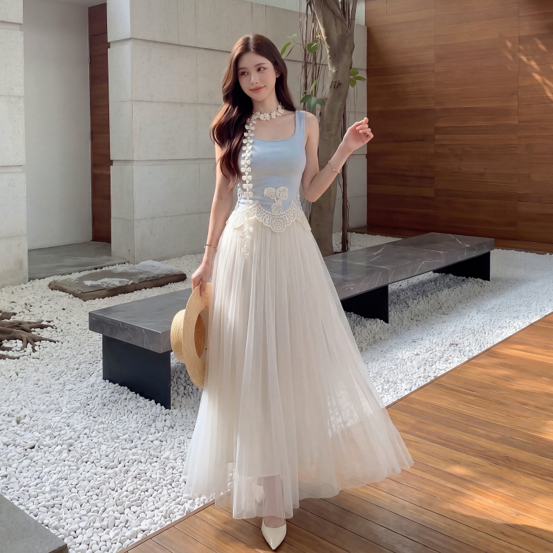 Big skirt drape skirt summer apricot long skirt
