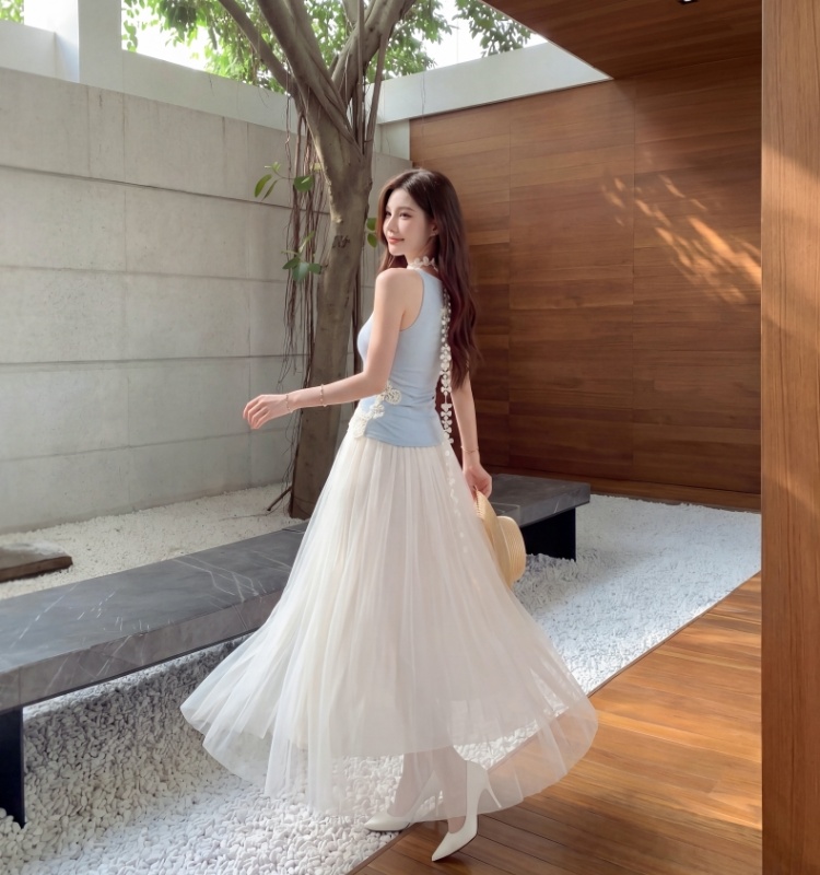 Big skirt drape skirt summer apricot long skirt