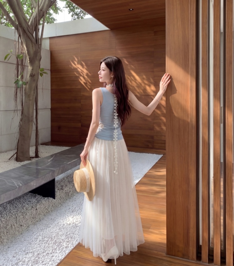 Big skirt drape skirt summer apricot long skirt