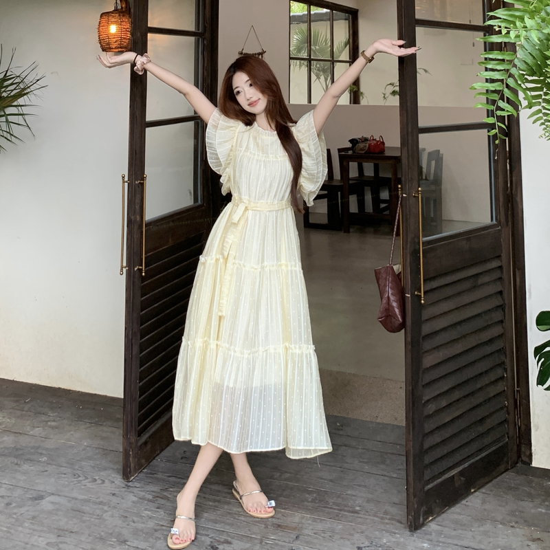 Boats sleeve summer long dress large yard wood ear dress