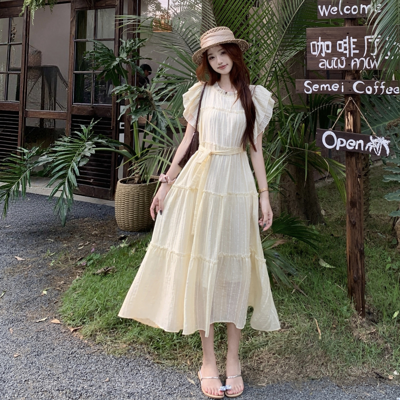 Boats sleeve summer long dress large yard wood ear dress
