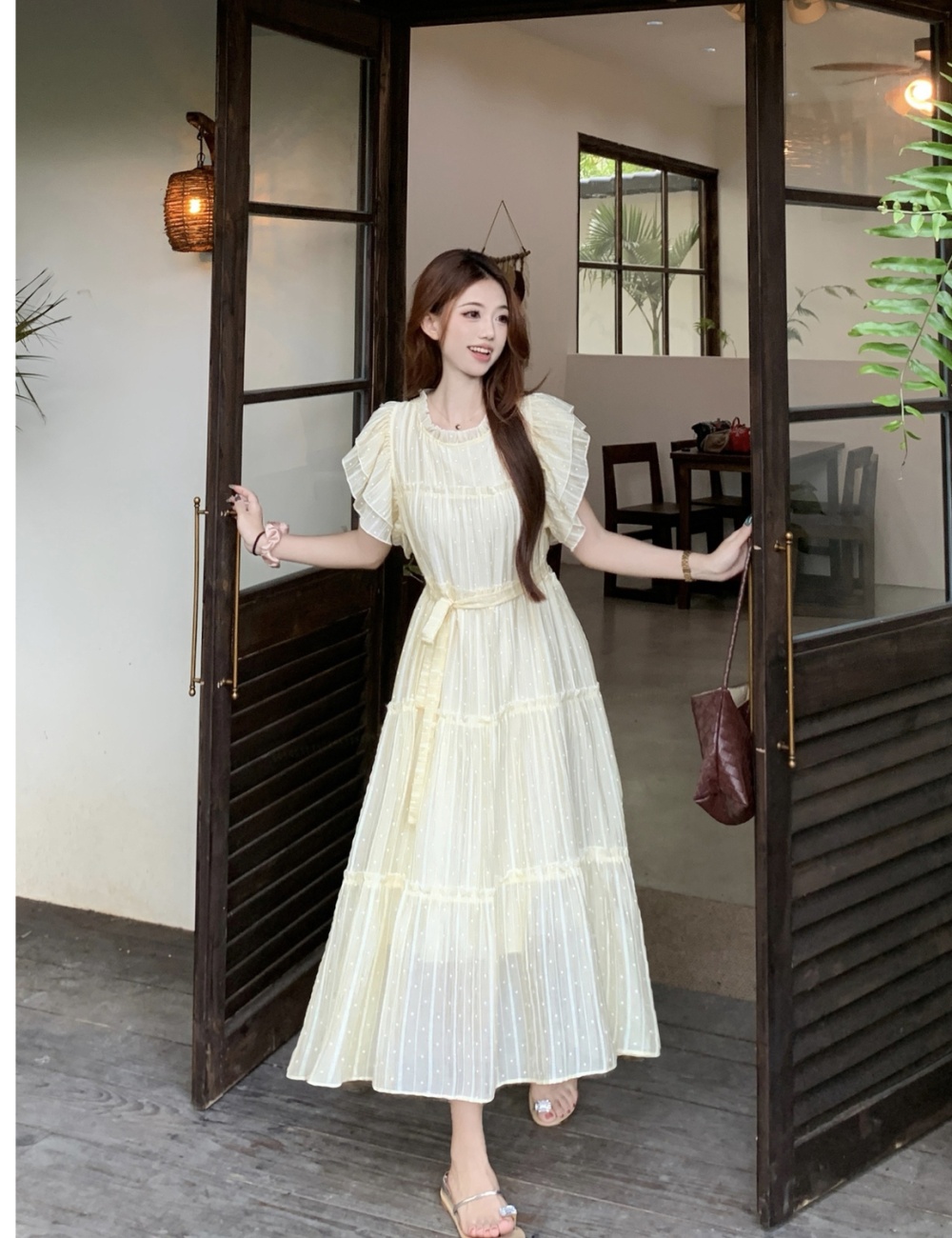 Boats sleeve summer long dress large yard wood ear dress