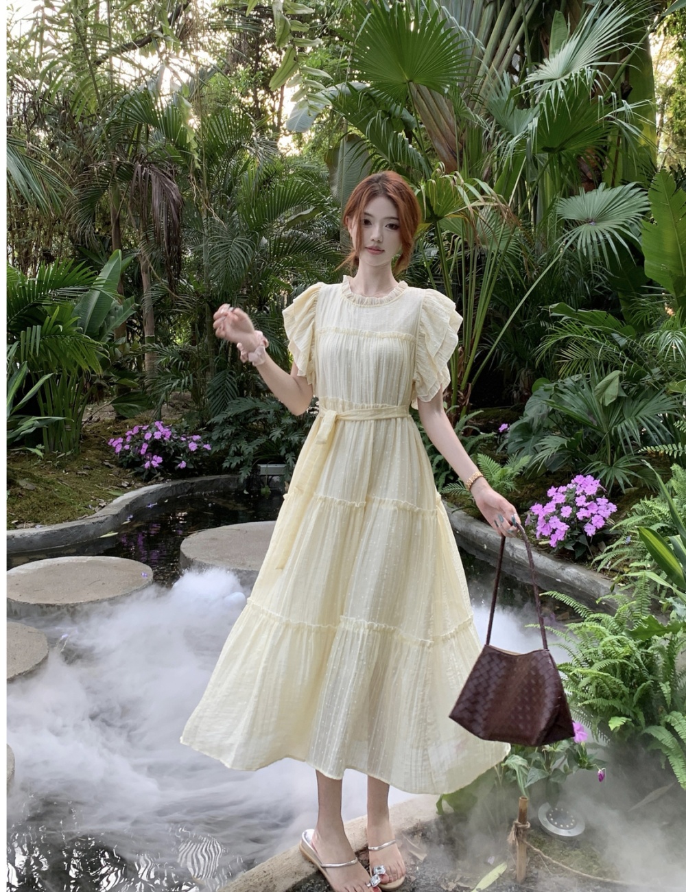 Boats sleeve summer long dress large yard wood ear dress