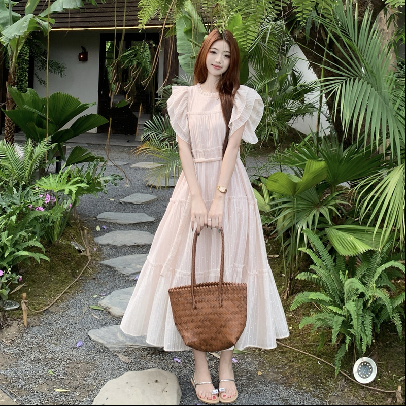 Boats sleeve summer long dress large yard wood ear dress