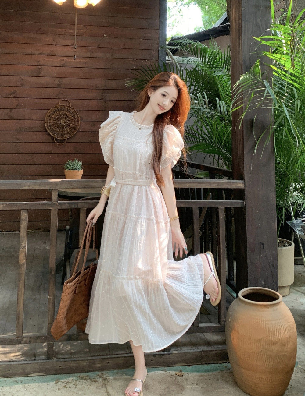 Boats sleeve summer long dress large yard wood ear dress