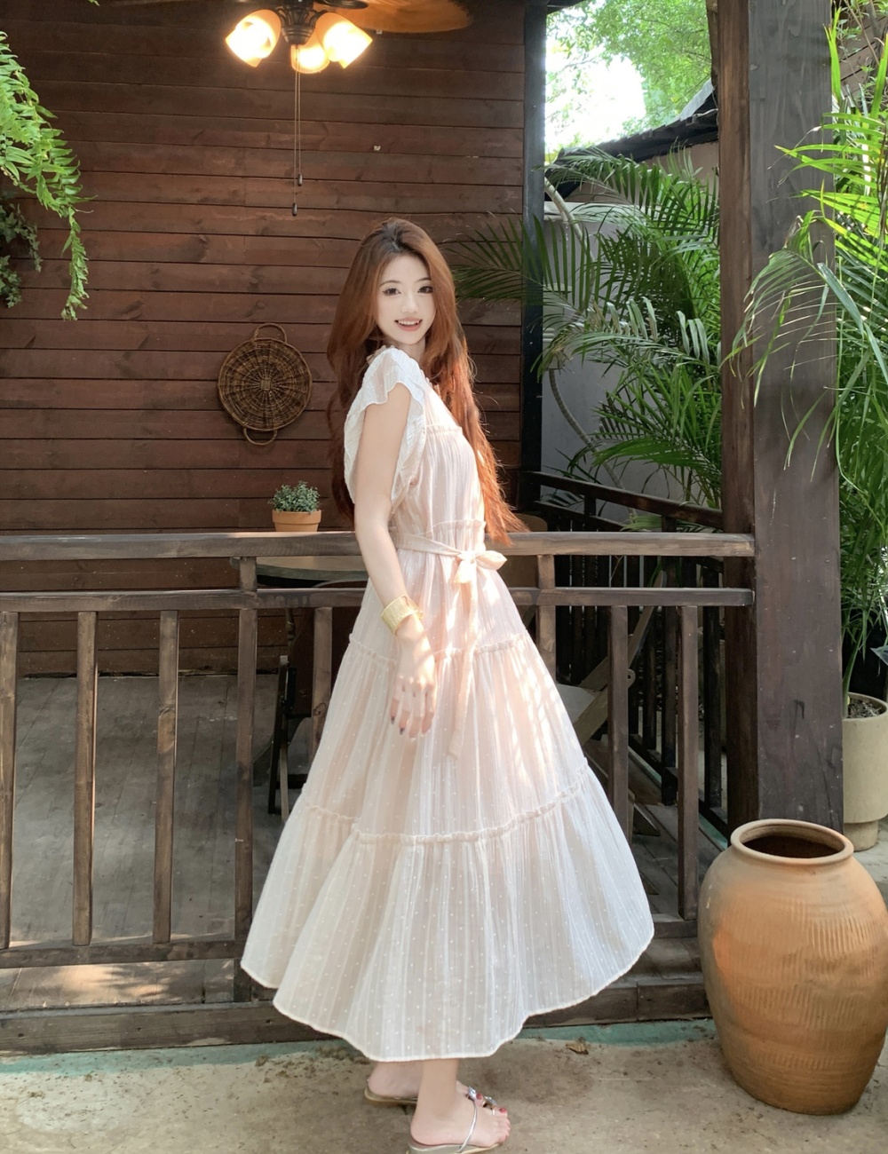 Boats sleeve summer long dress large yard wood ear dress