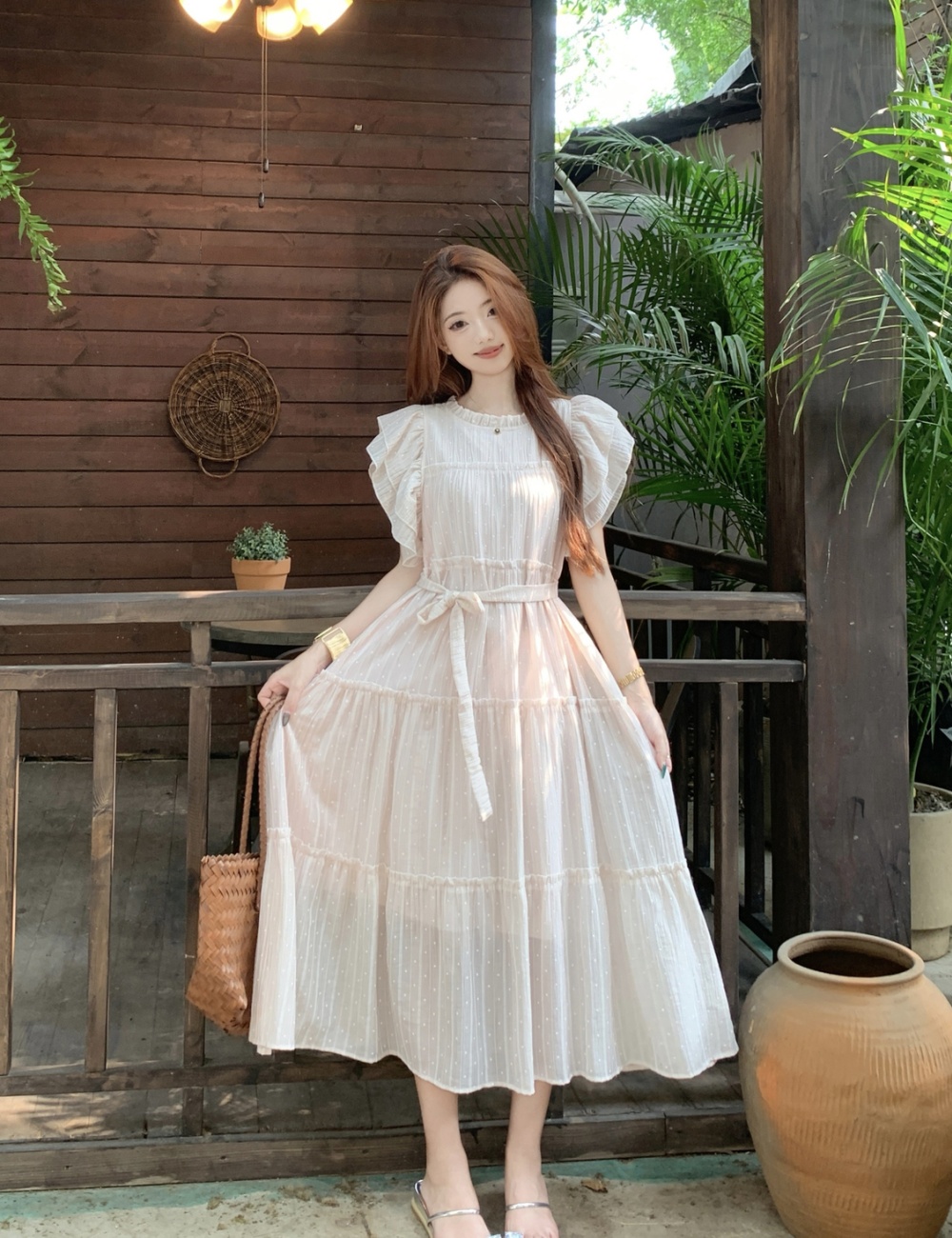 Boats sleeve summer long dress large yard wood ear dress