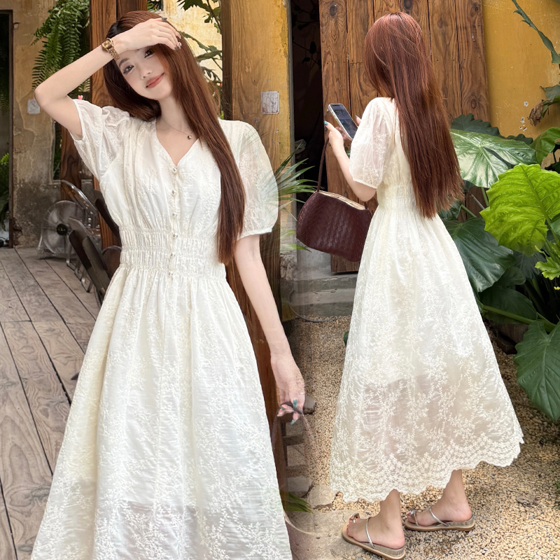 France style summer large yard seaside dress