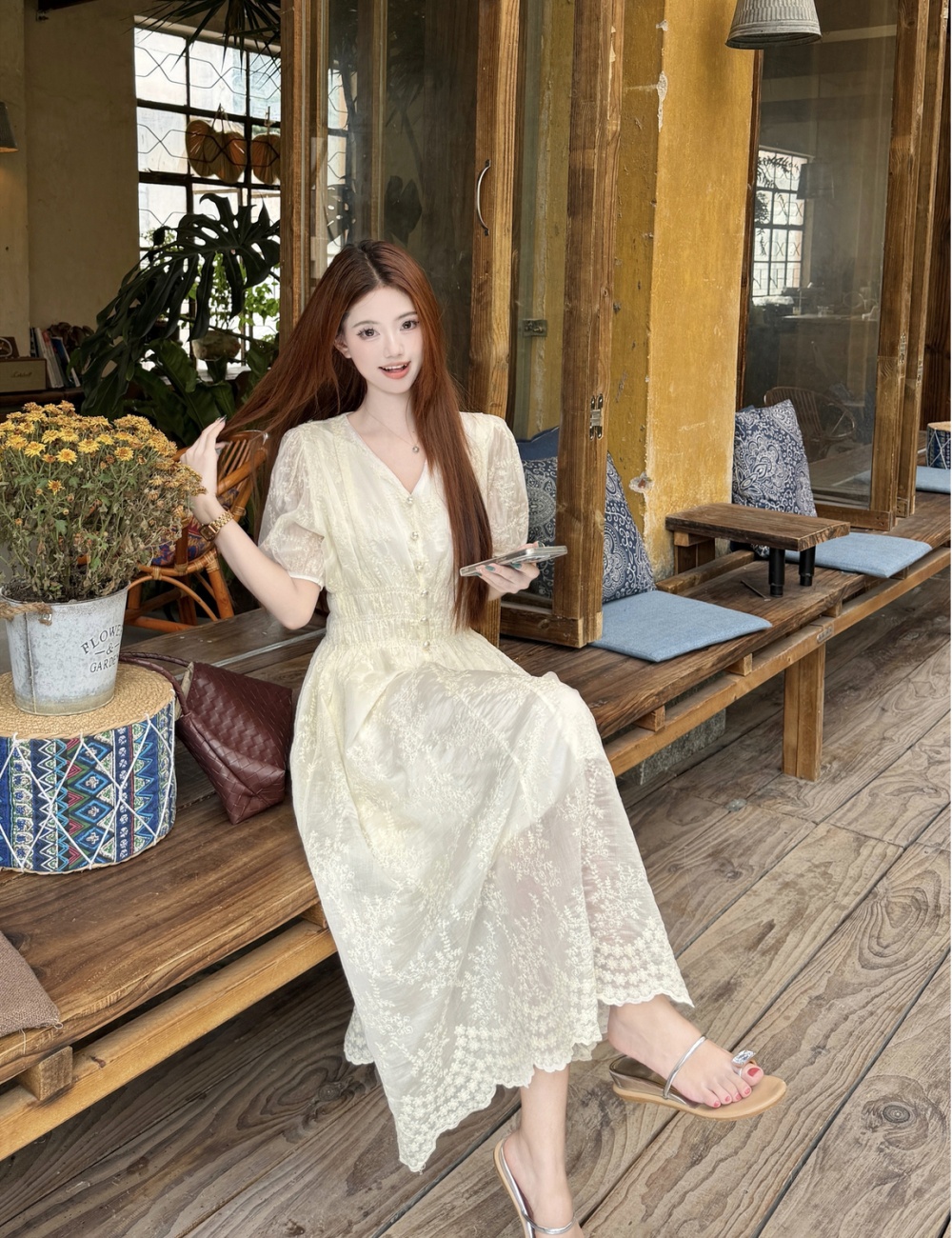 France style summer large yard seaside dress