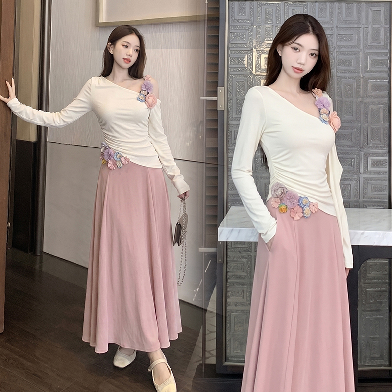 Pinched waist summer tender dress 2pcs set for women