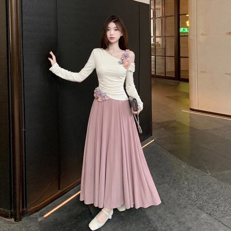 Pinched waist summer tender dress 2pcs set for women