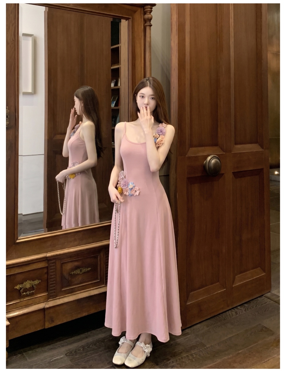 Pinched waist summer tender dress 2pcs set for women
