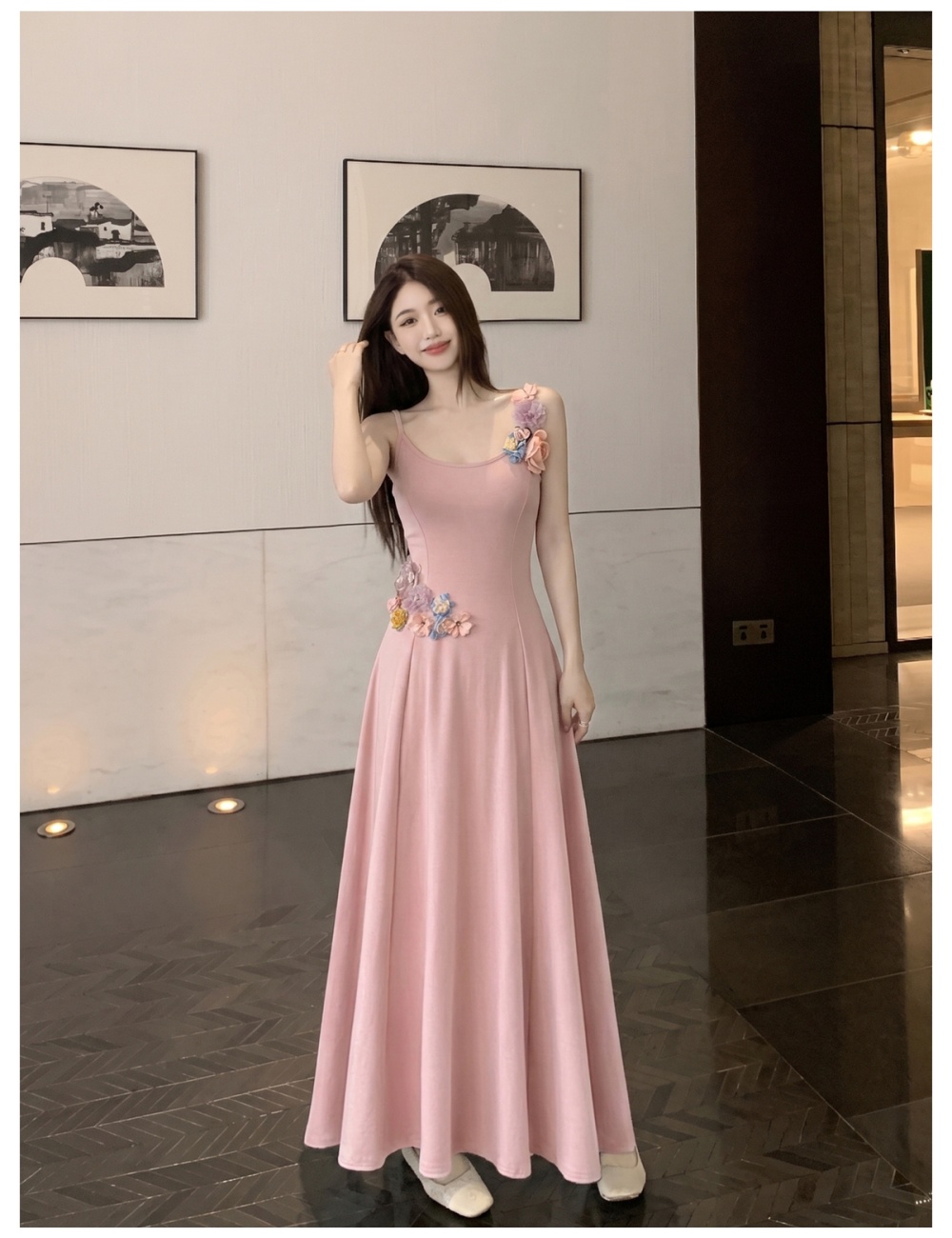 Pinched waist summer tender dress 2pcs set for women