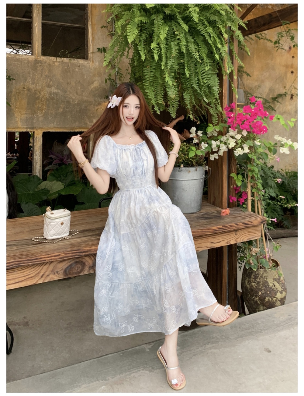 France style floral long dress printing dress for women