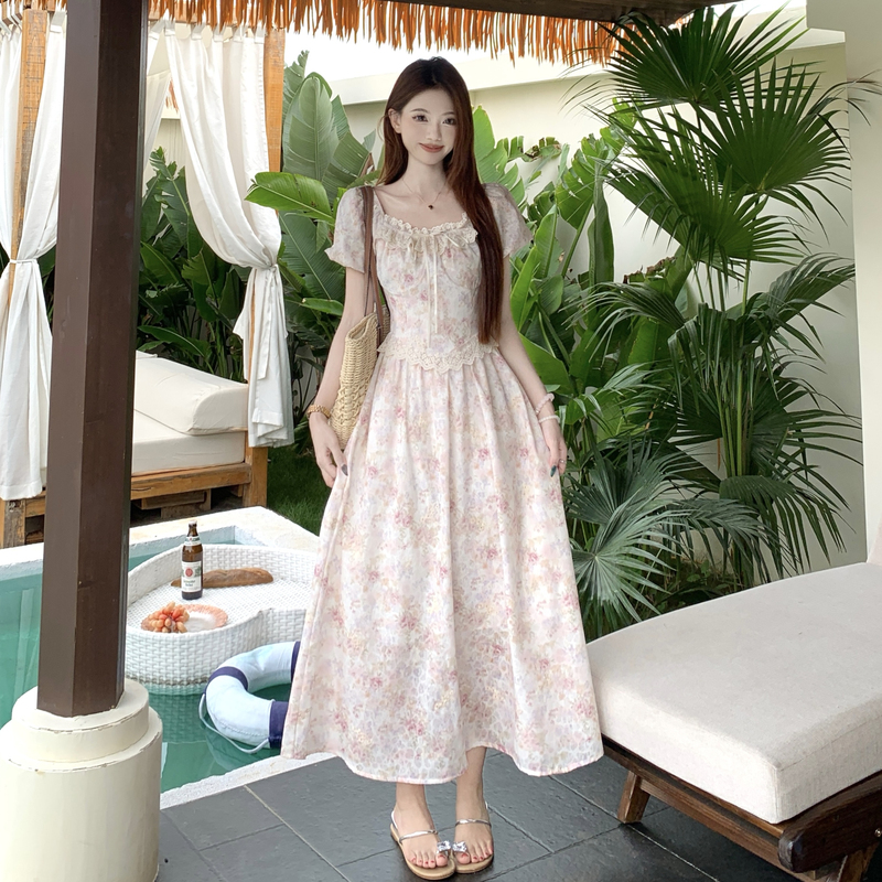 Floral lady large yard sweet tender dress for women