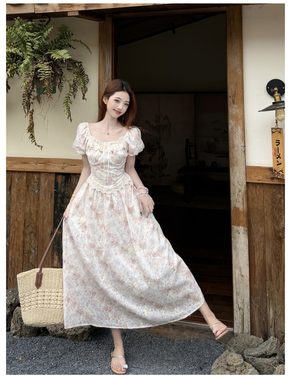 Floral lady large yard sweet tender dress for women