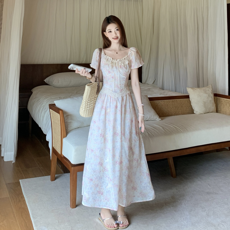 Floral lady large yard sweet tender dress for women