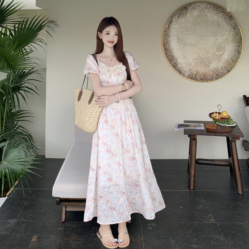 Floral lady large yard sweet tender dress for women