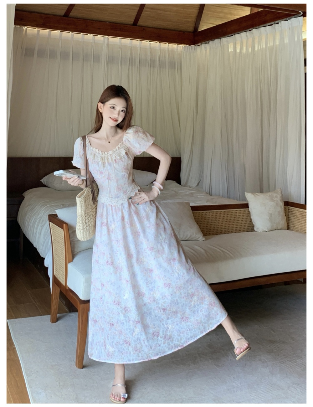 Floral lady large yard sweet tender dress for women
